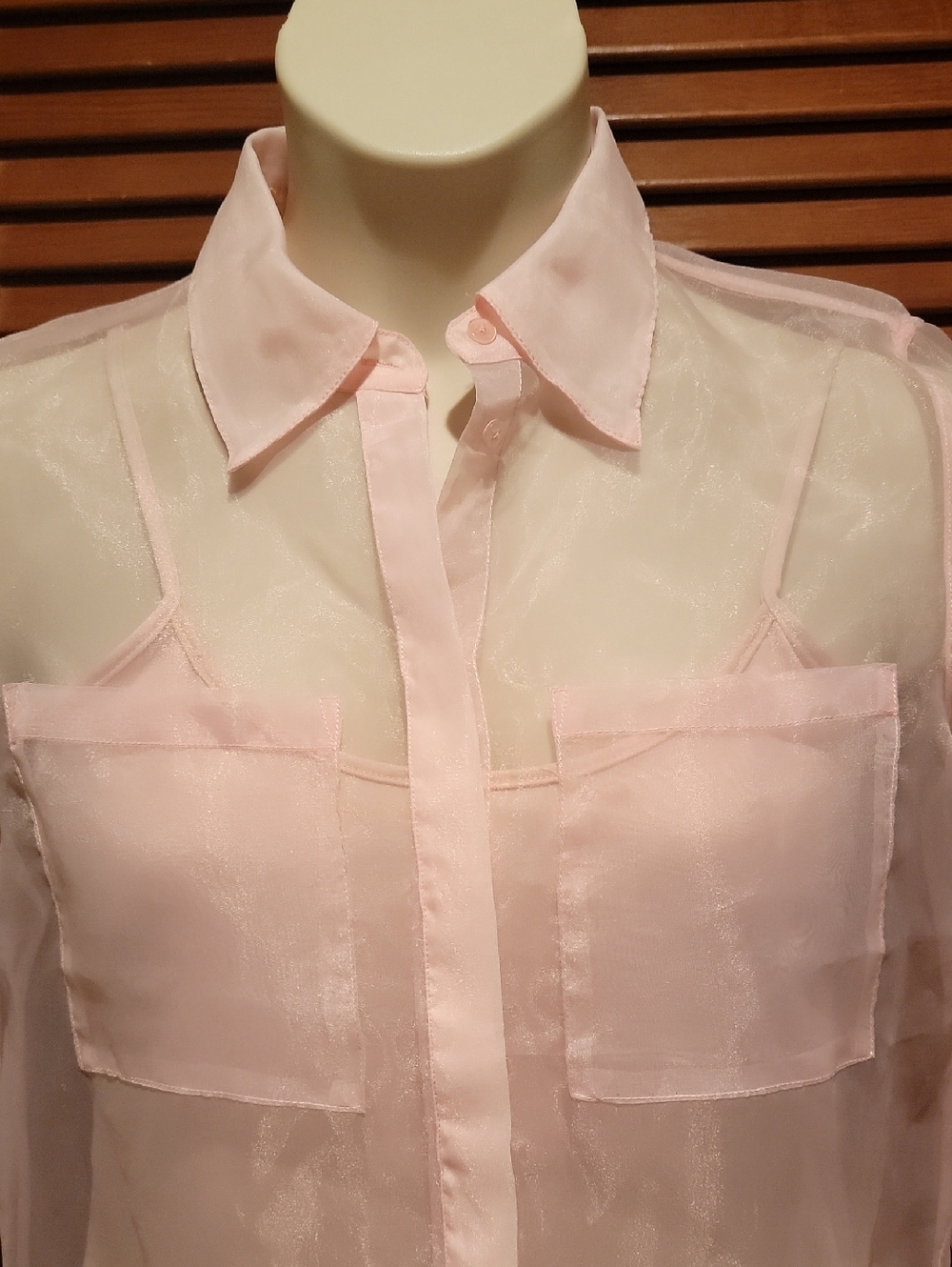 RACHEL ZOE WOMEN'S SHEER LONG SLEEVE BLOUSE WITH NOTCHED COLLAR - Picture 2 of 12